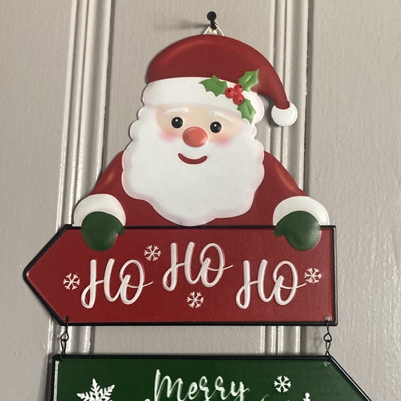NWT- 18”- 2 Piece- Metal Santa Decoration Sign- Ho Ho Ho & Merry Christmas - Picture 5 of 11